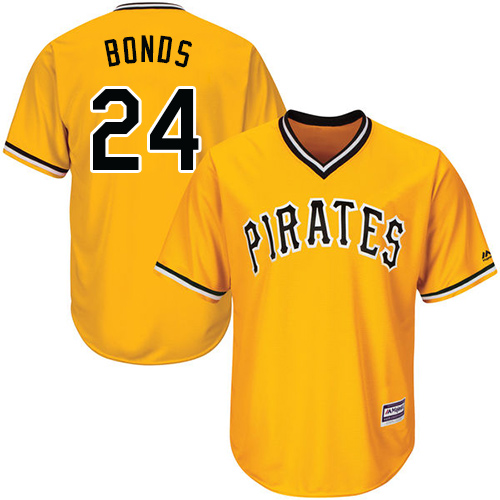 Pirates #24 Barry Bonds Gold Cool Base Stitched Youth MLB Jersey - Click Image to Close